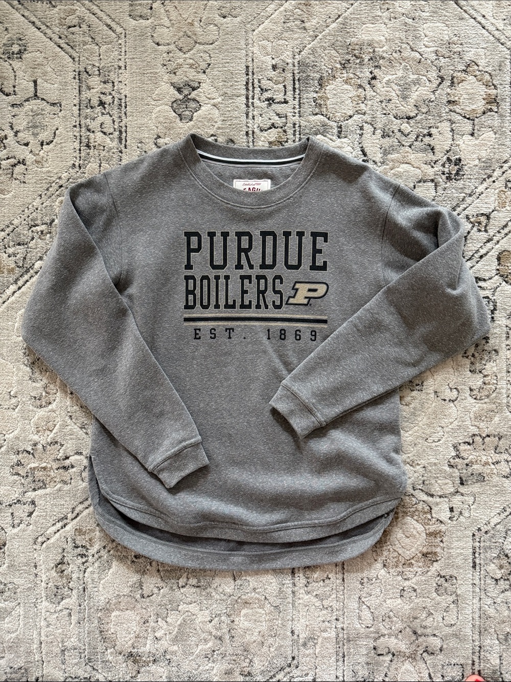 League Gray 'Purdue Boilers' Crewneck Sweatshirt, Small